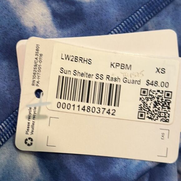 Lululemon Sun Shelter Short Sleeve Rash Guard Speckle Dye Blue Multi size XS NWT - Picture 3 of 8